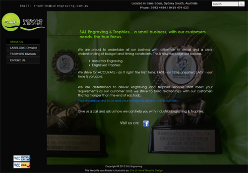 Image of the Website of: S A L  Engraving & Trophies